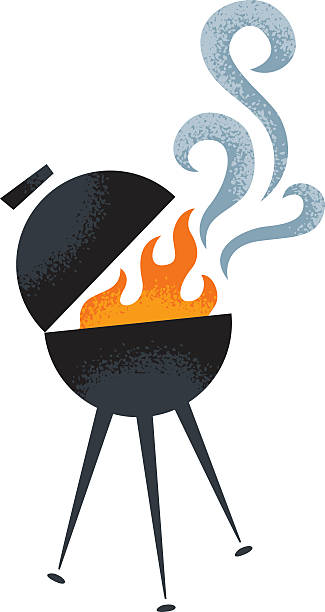 ilustrações de stock, clip art, desenhos animados e ícones de o encantador estilo vintage grelhador - incêndio fumo