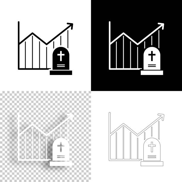 ilustrações de stock, clip art, desenhos animados e ícones de chart of increased mortality. icon for design. blank, white and black backgrounds - line icon - covid cemiterio