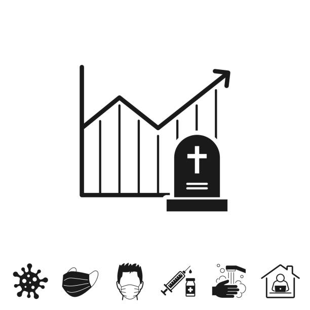 ilustrações de stock, clip art, desenhos animados e ícones de chart of increased mortality. icon for design on white background - covid cemiterio
