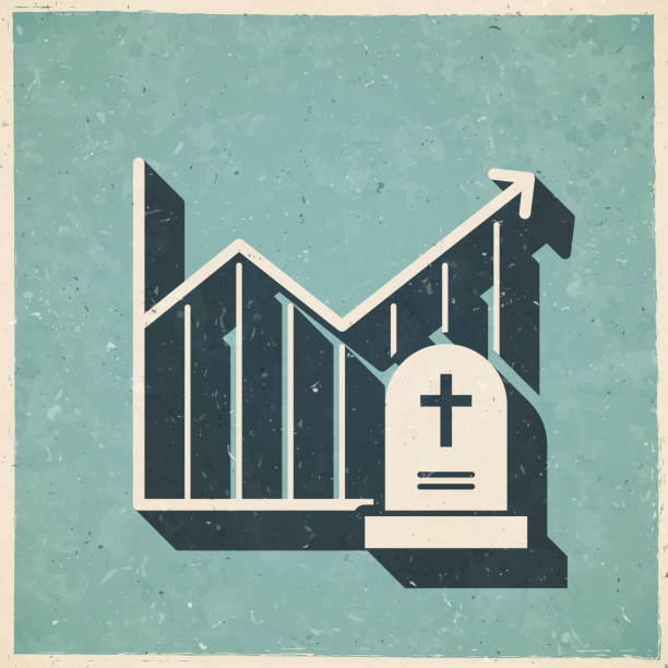 ilustrações de stock, clip art, desenhos animados e ícones de chart of increased mortality. icon in retro vintage style - old textured paper - covid cemiterio
