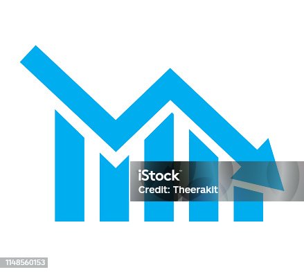 istock chart with bars declining on white background. Chart icon. chart icon for your web site design, logo, app, UI. flat style. 1148560153