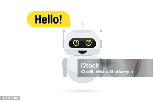 istock Chat bot in smartphone. Chat messenger icon. Support or service icon. Support service bot say users Hello. Chatbot greets. Online consultation. Customer service, support, assistance, call center 1281791187