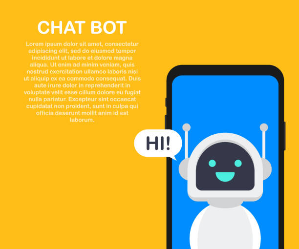 Chatbot banner concept. Horizontal business banner template with illustration of man chatting with chat bot in smartphone. Chatbot banner concept. Horizontal business banner template with illustration of man chatting with chat bot in smartphone. Vector stock illustration. chatbot stock illustrations