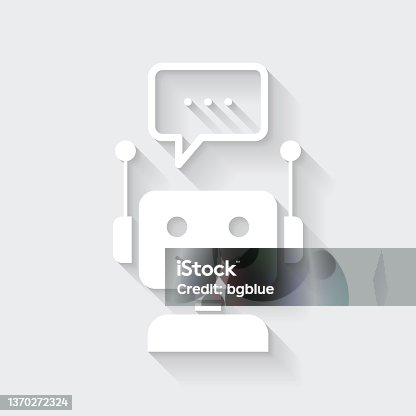 istock Chatbot with speech bubble. Icon with long shadow on blank background - Flat Design 1370272324