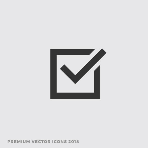 Check Box Icon, Vector Vote Yes Sign Check Box Icon, Vector Vote Yes Sign voting icons stock illustrations