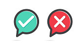Check mark and cross icons. Vector illustration