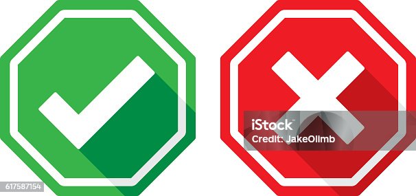 istock Check Mark and X Icons Flat 617587154