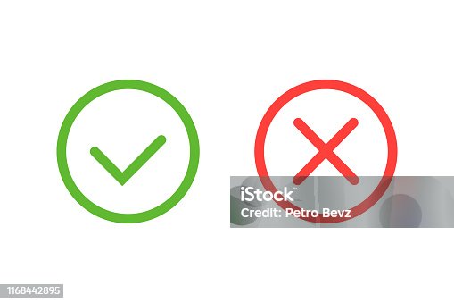 istock Check mark green and red icons. Modern vector illustration flat style 1168442895