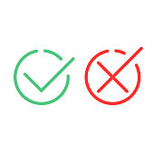 istock Check mark green and red line icons. Vector illustration 1058301742