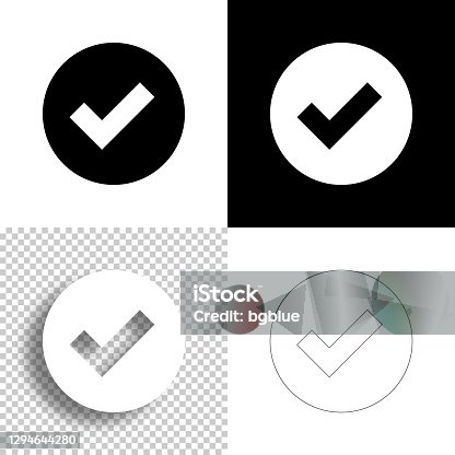 istock Check mark. Icon for design. Blank, white and black backgrounds - Line icon 1294644280