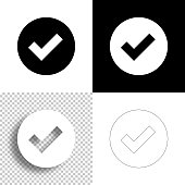 istock Check mark. Icon for design. Blank, white and black backgrounds - Line icon 1294644280