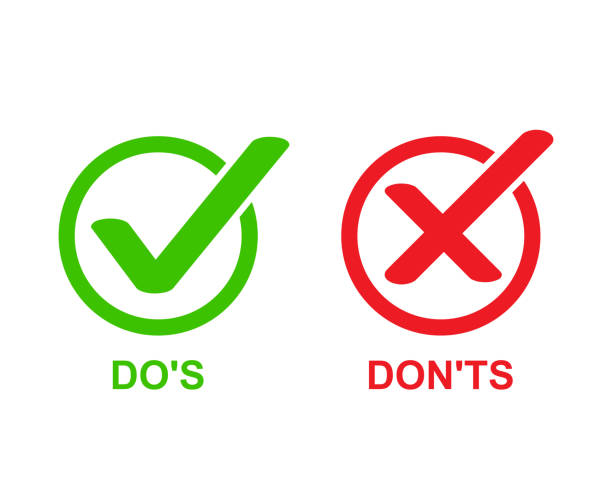 check marks ui button with dos and donts. flat simple style trend modern red and green checkmark. check marks ui button with dos and donts. flat simple style trend modern red and green checkmark crumble stock illustrations