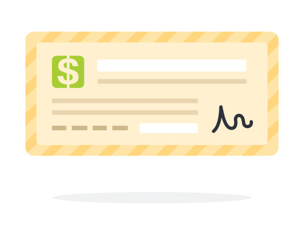 Check slip flat icon vector isolated Money check with signature flat single icon vector isolated on white check financial item stock illustrations