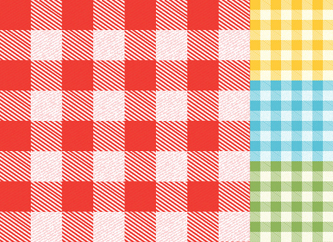 Checked table cloth spring background pattern set with texture