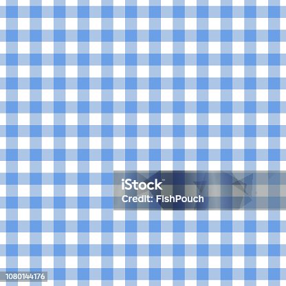 istock Checkered blue tablecloth seamless pattern. Gingham plaid design background. 1080144176