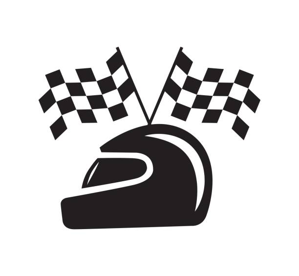 Silhouette Of A Racing Checkered Flag Crossed Illustrations, Royalty