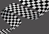 Checkered flag wave curve flying on gray design sport race championship background vector illustration.
