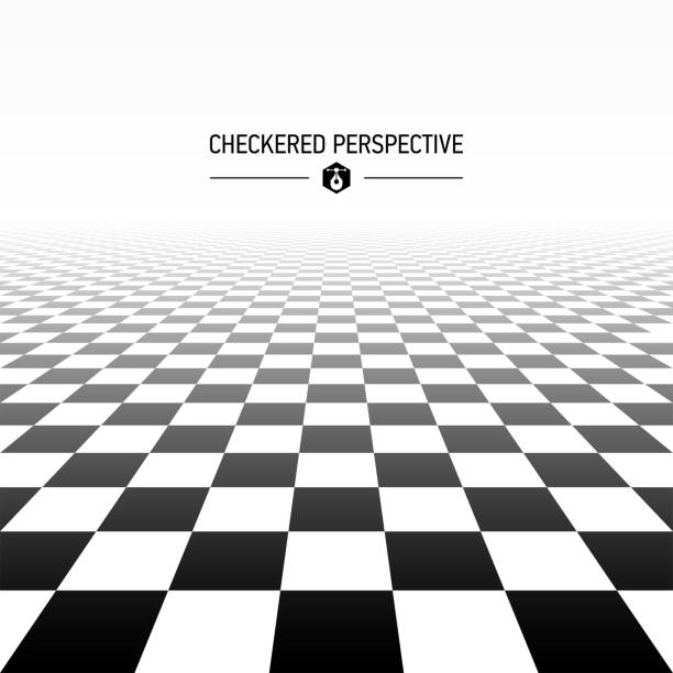 stockillustraties, clipart, cartoons en iconen met checkered perspective background - schaken