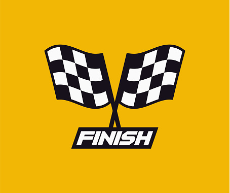 Checkered race flags crossed. Two start or finish flags in a cross.