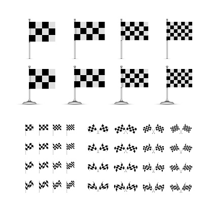 Checkered racing flag. Vector set illustration on white background vector