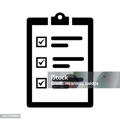 istock Checklist, complete task icon / black color 1257018800