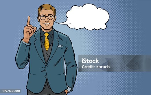 istock A cheerful speaker / businessman / politician is giving a presentation 1397436388