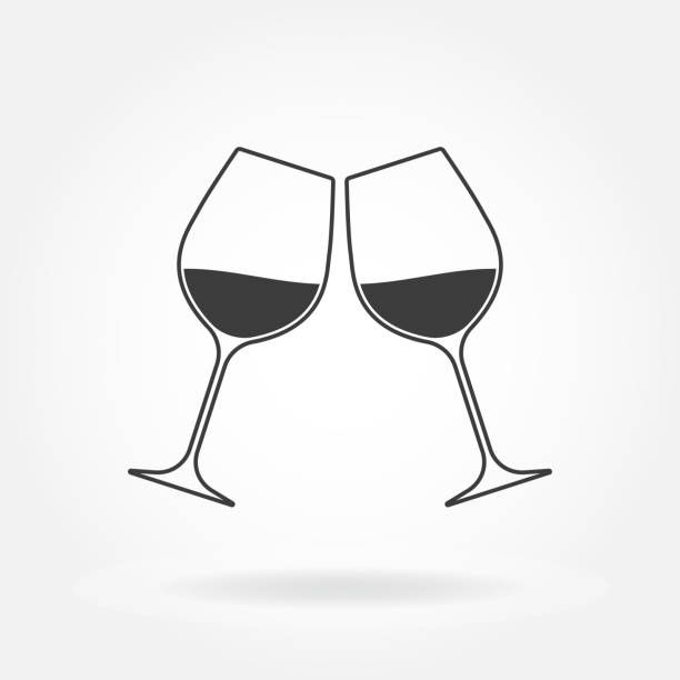Cheers icon. Two wine glasses. Vector illustration. Cheers icon. Two wine glasses. Vector illustration. wineglass stock illustrations