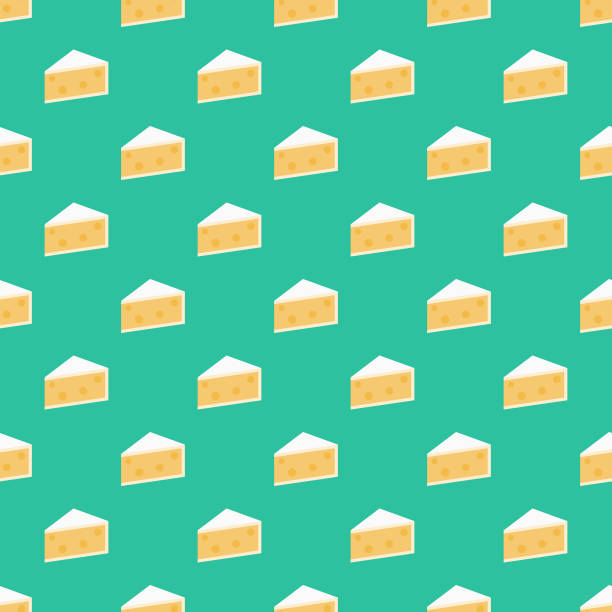 Cheese Fondue Pattern A seamless pattern created from a single flat design icon, which can be tiled on all sides. File is built in the CMYK color space for optimal printing and can easily be converted to RGB. No gradients or transparencies used, the shapes have been placed into a clipping mask. cheese backgrounds stock illustrations