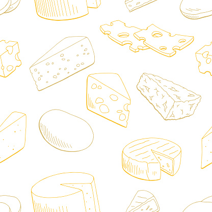 Cheese graphic yellow color seamless pattern sketch background illustration vector