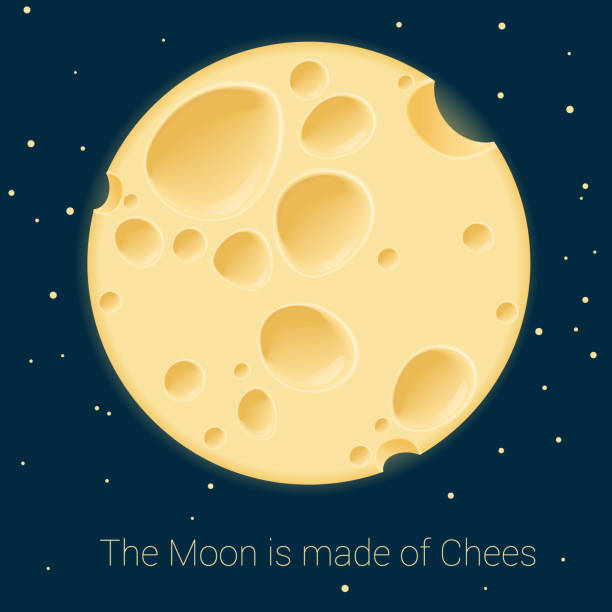 Cheese moon. Vector template. Yellow cheese moon. Vector poster mock up. cheese borders stock illustrations