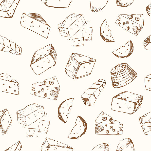 Cheese set seamless pattern. Cheese set seamless pattern. Useful for restaurant identity, packaging, menu design and interior decorating. cheese designs stock illustrations