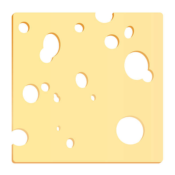 Cheese Slice Square Cheese slice with holes in shape of a square. Vector illustration on white background. cheese patterns stock illustrations