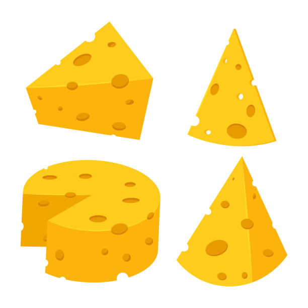 Cheese vector cartoon set isolated on white background. Cheese vector cartoon set. cheese clipart stock illustrations
