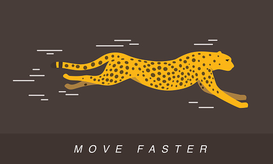 Cheetah running, side flat 3D icon design