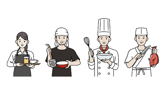 Chef and cook illustration set