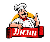 istock Chef . Emblem for restaurant or cafe menu. Cook cartoon character vector illustration 1388193911