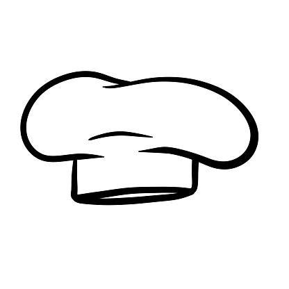Chef hat. Cook white Clothes. Element of restaurant and cafe logo. Sketch Cartoon drawn illustration