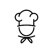 istock Chef in a cooking hat vector outline icon food concept for graphic design, logo, web site, social media, mobile app, ui 1166149111