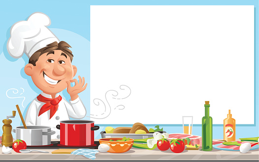 Chef In The Kitchen With Blank Sign