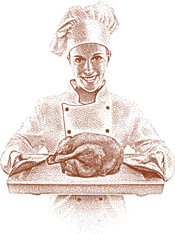 Chef Serving Roast Chicken