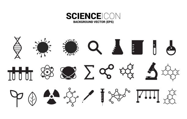 Chemical lab and Science icon vector set. Element for Research Biology and physic. chemical stock illustrations