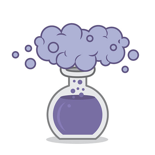 анализ мензурка реакция - clip art of purple smoke stock illustrations.