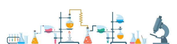 Chemistry equipment medical or scientific research illustration vector art illustration