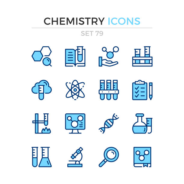 Chemistry icons. Vector line icons set. Premium quality. Simple thin line design. Modern stroke outline symbols collection, pictograms. Chemistry icons. Vector line icons set. Premium quality. Simple thin line design. Modern stroke outline symbols collection, pictograms. chemistry stock illustrations