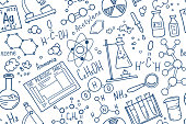 istock Chemistry symbols icon set. Science subject doodle design. Education and study concept. Back to school sketchy background for notebook, not pad, sketchbook. 1372866732