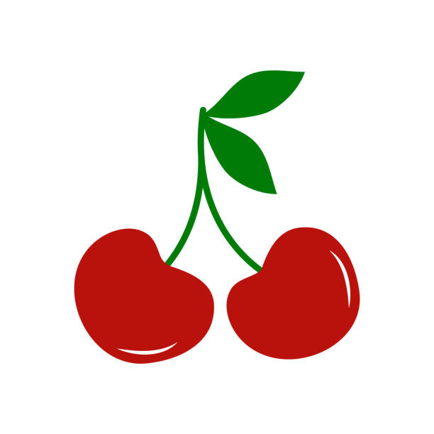 illustrazioni stock, clip art, cartoni animati e icone di tendenza di illustrazione vettoriale dell'icona del vettore cherry isolata su sfondo bianco - ciliegie