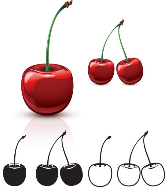 illustrazioni stock, clip art, cartoni animati e icone di tendenza di ciliegia - ciliegie