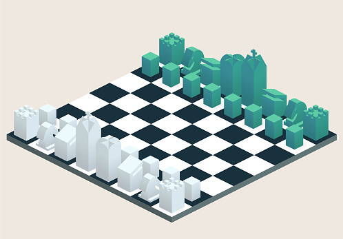 isometric chess board vector