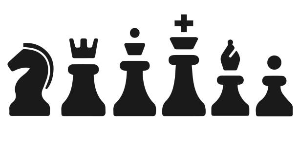 Chess icons. Black silhouettes isolated on white background. Vector illustration. Chess icons. Black silhouettes isolated on white background chess icons stock illustrations