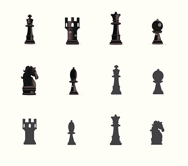Chess Icons A set of royalty-free chess icons chess silhouettes stock illustrations
